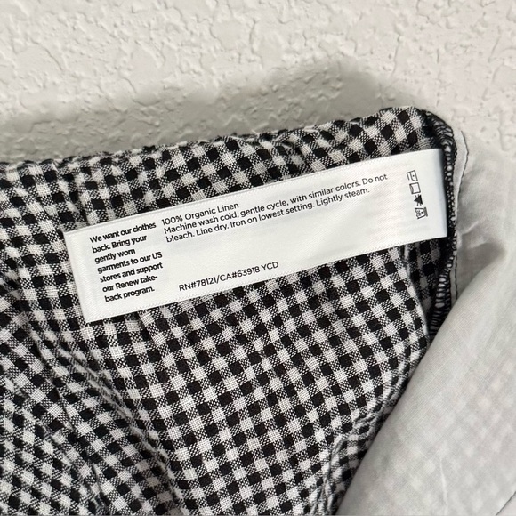 Eileen Fisher Puckered Organic Linen Tapered Pant Gingham Plaid Size Small NEW - Picture 9 of 9